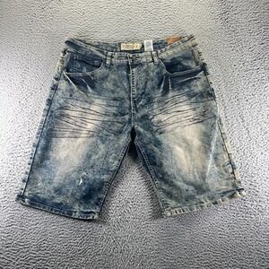 Akademiks Jeanius Shorts 38 Men Cotton Denim Bermuda Workwear Faded Stretch